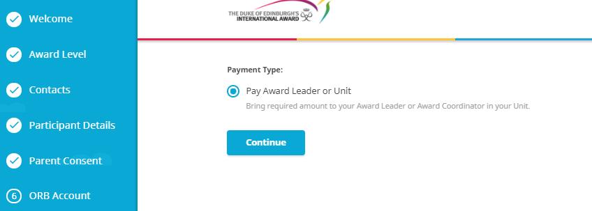 Payment Type #1. Select Pay Award Leader or Unit #2. Set your Online Record Book Login details #3.
