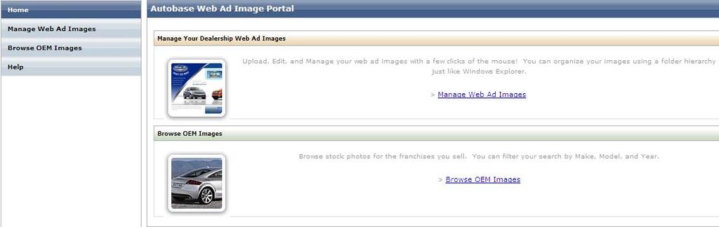 Web Ad Image Portal User Manual Rev 06232008 Login and Home Page Access the portal via http://images.autobase.