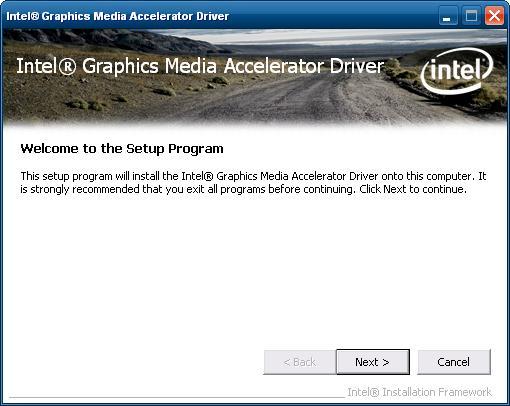 <Figure 4-11> Graphic driver setup initial screen Then, select button in <Figure 4-11>, the graphic driver setup will be started.