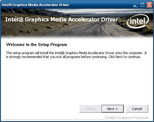 <Figure 4-11> Graphic driver setup initial screen Then, select button in <Figure 4-11>, the graphic driver setup will be started.