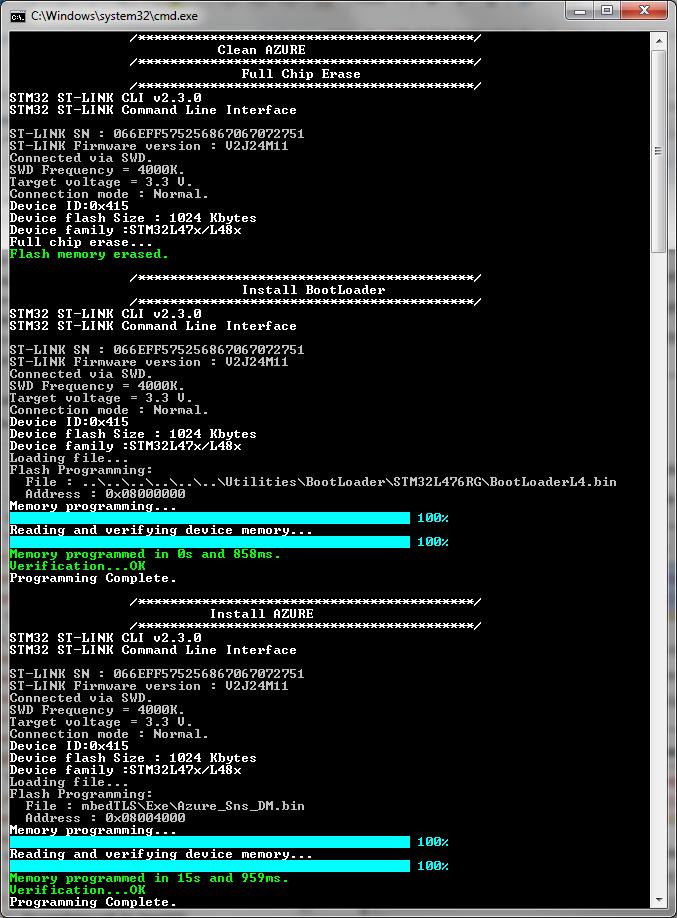 FP-CLD-AZURE1 software description Figure 7: BootLoader and Azure_Sns_DM installation UM2043 The same script also dumps a unique image file