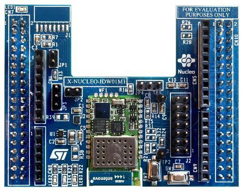 System setup guide 3.1.3 X-NUCLEO-IDW01M1 expansion board UM2043 The X-NUCLEO-IDW01M1 is a Wi-Fi evaluation board based on the SPWF01SA module, which expands the STM32 Nucleo boards.