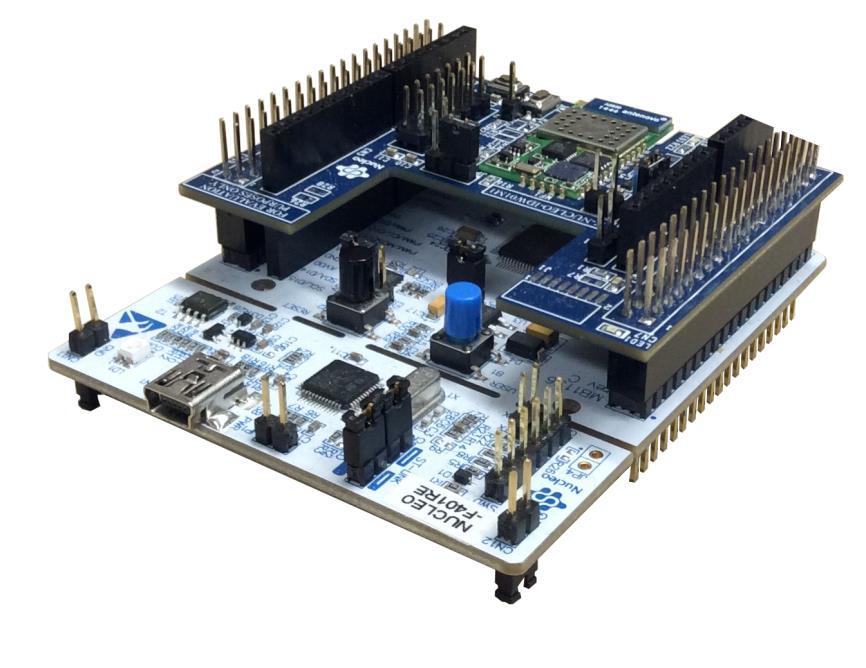 System setup guide Figure 50: X-NUCLEO-IDW01M1 Wi-Fi expansion board connected to the STM32 Nucleo board ST morpho connectors The Dynamic NFC