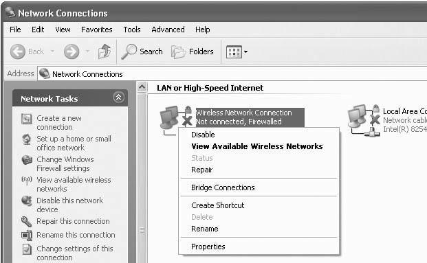 6. Setting the LAN Setting of Personal Computer 9 Right-click the [Wireless Network Connection] icon and