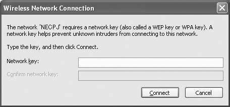 6. Setting the LAN Setting of Personal Computer 11 Input WEP key to set up an encryption key and click [Connect]. Input an encrypiton key of WEP.