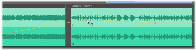 The default Timeline setting is that volume levels and keyframes modify individual clips.