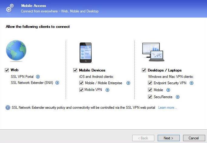 4. On the Mobile Access window, click