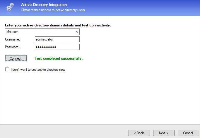 Select your active directory domain. b. In the Username field, enter your username. c.