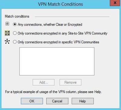 11. On the VPN Match Conditions window, perform the following