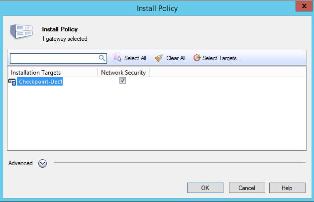 Converts the Security Policy into an Inspection Script and compiles this script into an Inspection Code. Distributes Inspection Codes to the selected installation targets. 1.