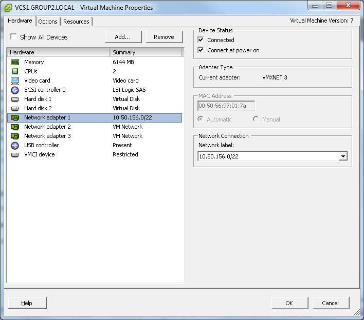 Select the appropriate Network label (Virtual Machine Port Group) to associate the VCS LAN interface