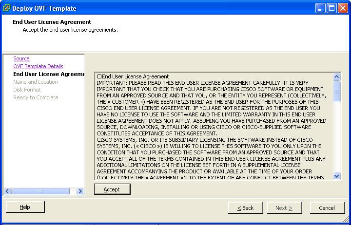Installing a VM 5. On the End User License Agreement page read the EULA.
