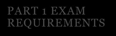 PART 1 EXAM REQUIREMENTS As announced in 2002,