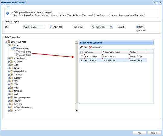 Report Templates 3. Drag-and-drop a name value part from the folder tree in the left hand pane into the Name Value Container list in the right hand pane.
