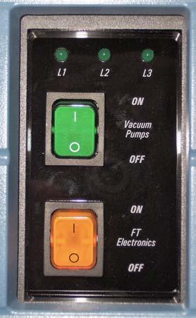 Functional Description Control Elements Power control LEDs Vacuum Pumps switch FT Electronics switch Figure 1-7.