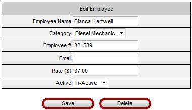 To edit or delete an employee, press the Edit button to the right of the intended employee.