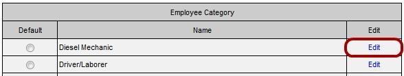 Adding an Employee Category Under the Employee tab, press Add