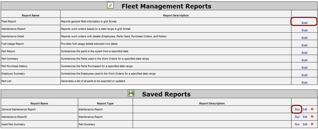 Creating Reports Reports are used to organize fleet data into useful groups that can be printed out and shared.