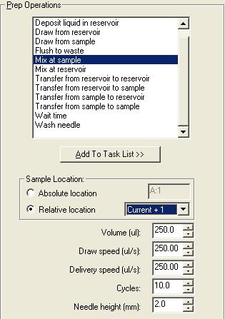 4 Sample Preparation Routines Sample Preparation Routine Example b. Keep all the default parameter settings for the Mix at Sample task, except those listed below (see Figure 68).