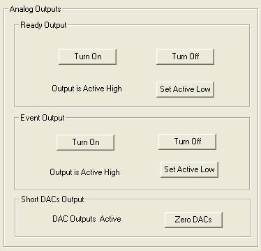 6 Direct Controls PDA Detector Direct Controls 2. Under Analog Outputs (see Figure 93), do one of the following: Click Set Active High to change the output polarity from Active Low to Active High.