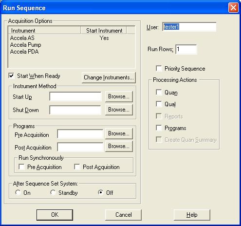 The Run Sequence dialog box appears (see Figure 120).