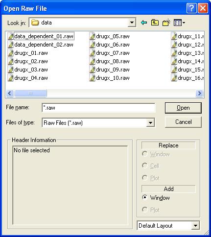 The Open Raw Data File dialog box appears (see Figure 125)