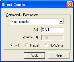 10 Autosampler Calibration and Record Keeping Calibrating the Autosampler Figure 233. Direct Control dialog box for the autosampler b. Select Position Arm to Access Tray, and then click Apply.
