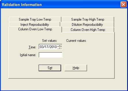 10 Autosampler Calibration and Record Keeping Autosampler Validation Information Autosampler Validation Information Use the Validation Information dialog box (see Figure 240) to enter the validation