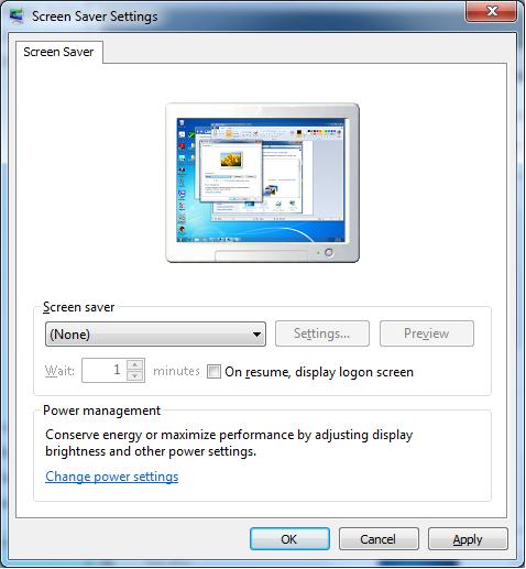 1 Introduction to the Accela System Turning Off the Computer s Energy Saving Features 5. Change the screen saver setting as follows: a. In the Screen Saver list, select None. Figure 23.