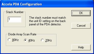 2 Thermo Foundation Instrument Configuration Specifying the Configuration Settings Figure 40. Accela PDA Configuration dialog box with the default selections 2.