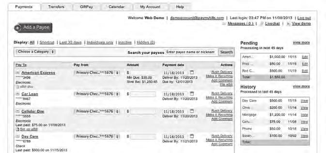 Advanced Bill Pay View Bill History View and print bill history and details by entering the appropriate search