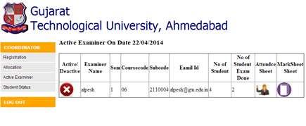 9. To de-allocate student from particular external examiner, gtu coordinator has to tick those students from List