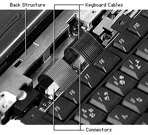 Take Apart Keyboard - 12 2 Carefully slide the keyboard forward 1 inch to expose the two keyboard connectors.