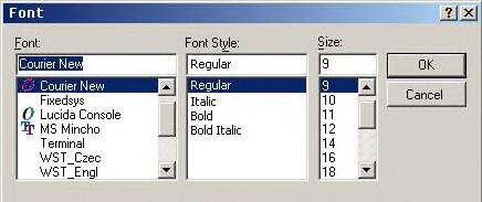 Since some non-ascii characters are used when viewing the event log, proceed as follows: Click View Font... Then, choose Font = Courier New, Font Style = Regular and most importantly Script = Western.