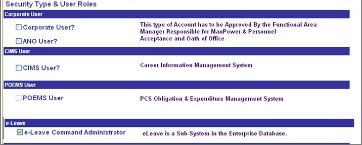 C. Security Type & User Roles The Security Type & User Roles section (Figure 3-7) provides the options to establish User Roles.