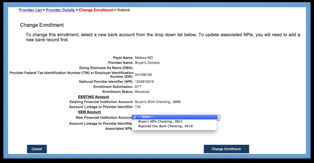 Step 1: Below the Financial Institution Information table, click the Add Financial Institution button to add a new bank account.
