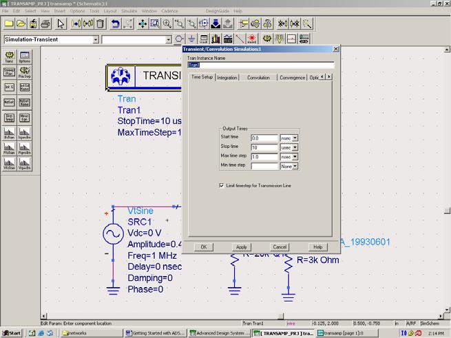 ADS Startup Tutorial v2 Page 11 of 17 As with the components, you can change the simulation settings right on the schematic or by double clicking on the Simulation Component, which will bring up the
