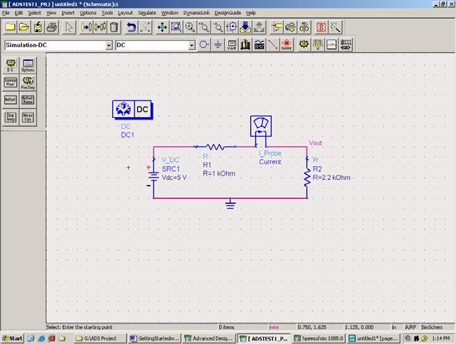 ADS Startup Tutorial v2 Page 5 of 17 Simulation Category Simulation Component Figure 5: Adding Simulation Components If you wish to view the DC values directly on the schematic, skip the next