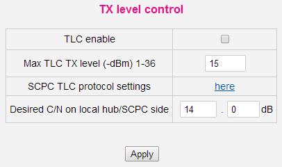 To run TLC algorithm the maximum Station s transmission level (Max TLC TX level) should be set.