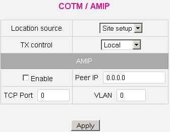 Figure 41 COTM/AMIP General settings of mobile modes. Location source Source of location used in UHP system. TX control Allows TX control from antenna. AMIP related parameters.