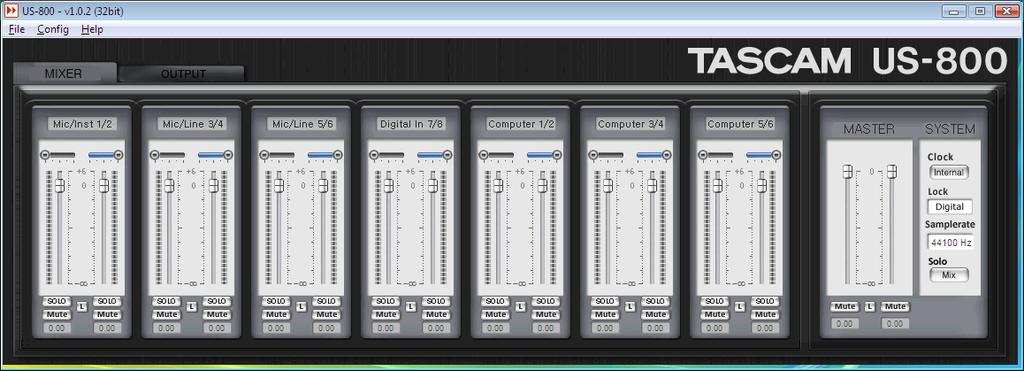 4 US-800 control panel settings Mixer tab screen Windows control panel Mac control panel