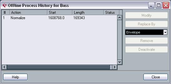 Offline Process History When you process audio, the audio is not permanently changed. Instead, Cubase Essential remembers the changes and stores backups of your files.