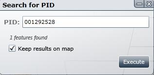 To retain the results of the PID search as a selectable layer, check Keep results on map