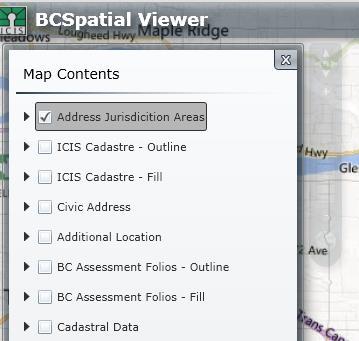 3. To view the Map Contents, select Map Contents tool from the top menu bar. 4.