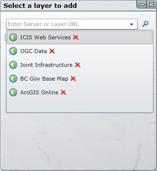 VIII. Add ICIS Web Services data to the Map Viewer This example demonstrates adding ICIS Web Services to the Map Viewer. Data can also be added from a known ArcGIS Server REST endpoint URL.