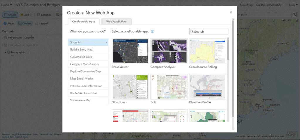 Categories of Configurable Maps To create an App, a
