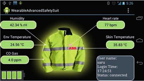 1 The mobile app for displaying the values of the sensors embedded in safety clothing Recent advances in mobile computing and sensor technologies have enabled innovative solutions in the form of