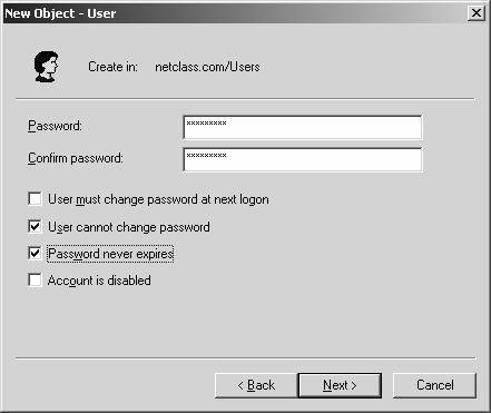 Hộp thoại thứ hai xuất hiện, cho phép bạn nhập vào mật khẩu (password) của tài khoản ngƣời dùng và đánh dấu vào các lựa chọn liên quan đến tài khoản