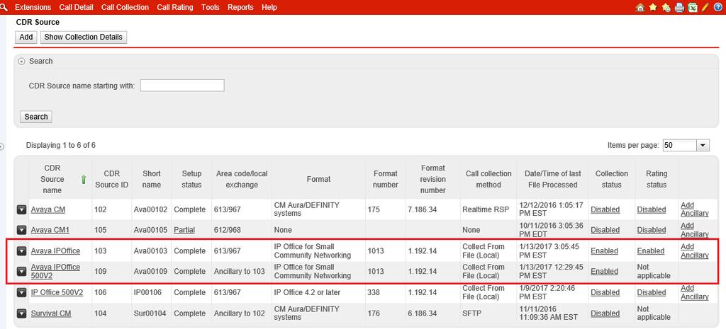 Repeat the procedures above to add a CDR source for Avaya IP Office