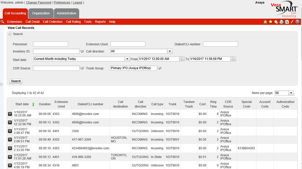 (Avaya IPOffice) in Trunk Group field and select Search button.